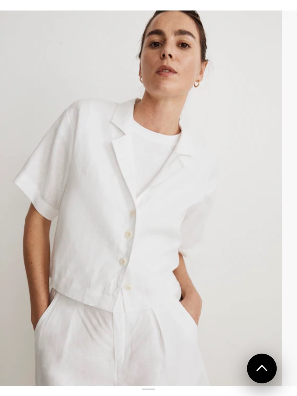 Madwell 100% Linen Resort short sleeve Shirt white size XS oversized